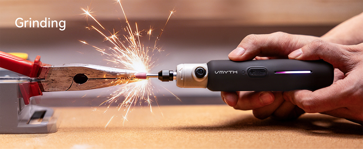 Close-up sequence showing sparks from metal grinding or sharpening process against a dark background.