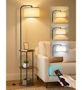 OUTONLIFE Floor Lamp with Table, 2-in-1 Standing Lamp with Round Side Table | Dimmable Floor Lamp...