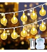 Minetom Crystal Globe String Lights Battery Operated - 33 ft 60 LED Globe Fairy Lights with Remot...