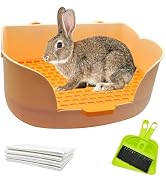 PINVNBY Litter Box for Rabbits,Plastic Rabbit Pan with Grate,Bunny Potty Training Corner Detachab...