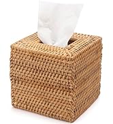 Rattan Tissue Box Cover Square, Wicker Tissue Box Holder, Decorative Woven Facial Tissue Holder f...