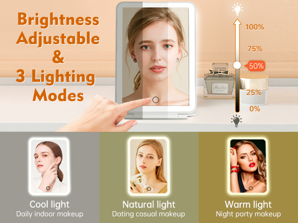 3 Lighting Modes and Brightness Adjustable