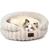 ZAKAPAWS Cat Bed Kitten Bed - Washable Round Cat Beds for Indoor Cats, Soft Corduroy Fleece Pet B...