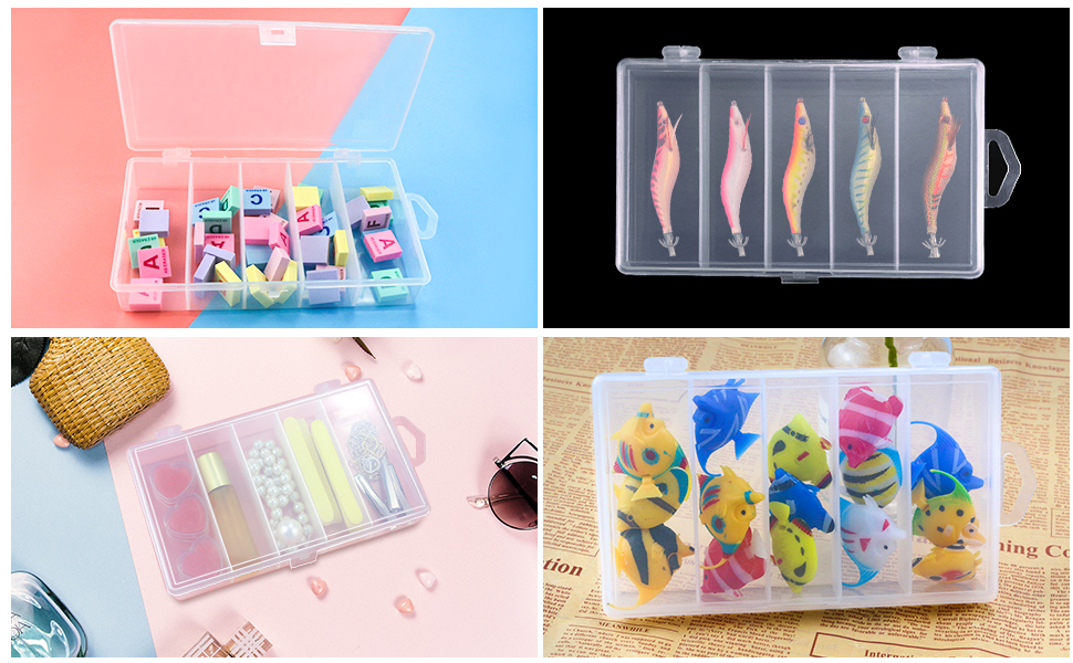 5 Grid Clear Plastic Fishing Tackle Bait Hooks Bead Jewelry Cosmetic Storage Container Box