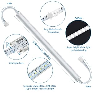RGB+5000K under cabinet LED Lights details LED Light bar