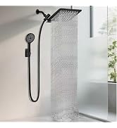 12 Inch Shower Head, Rain Shower Head with Adustable Extension Arm, Detachable Matte Black Rina S...