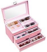 ProCase 3-layer Sunglasses Storage Organizer, 18 Slots Leather Sunglass Box Multiple Pairs Eyegla...
