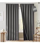 NICETOWN 100% Blackout Curtains for Bedroom 84 inches Long, Rod Pocket Thermal Curtains Room Dark...