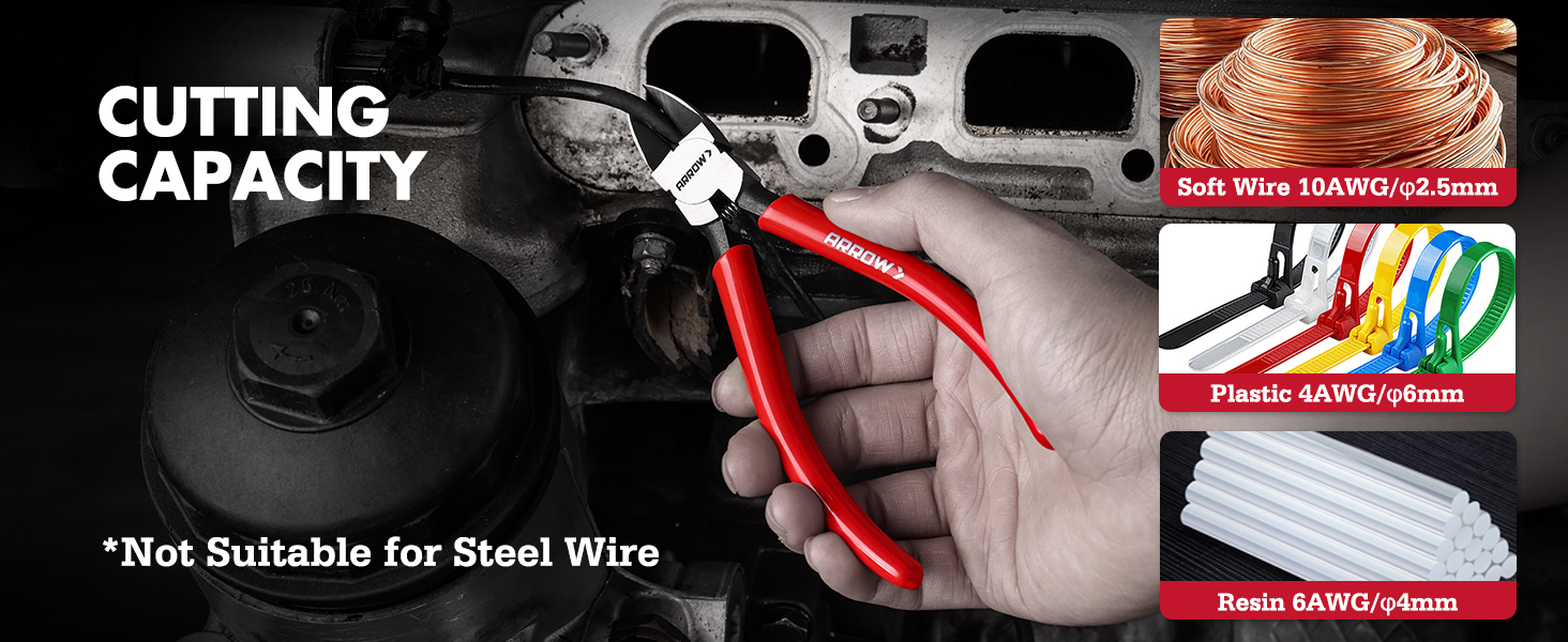 ARROW 6" Precision Wire Cutters - Spring Loaded Side Cutters