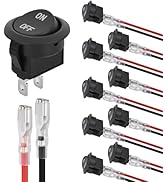Nilight 10PCS Round Rocker Switches w/Wiring Harness SPST 6A/250V 10A/125VAC 12V Small Toggle Swi...