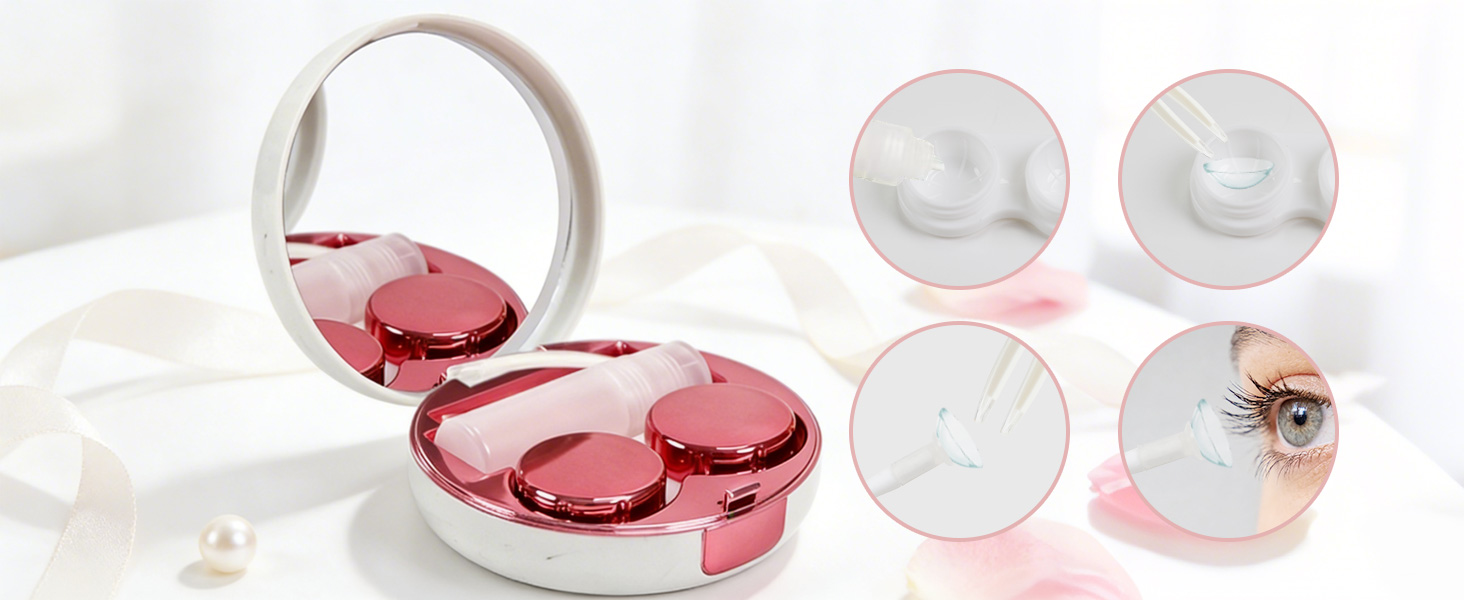 FlyingMage Contact Lens Case, 2 Pack Cute Portable Eye Contacts Travel Box with Mirror