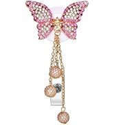 Crystal Pink Butterfly Rhinestones Retractable Badge Reel, Bling Diamond Nurse Badge Holder Reels...