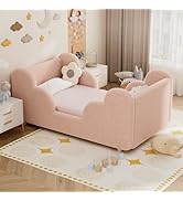 DoCred Toddler Bed, Upholstered Toddler Bed for Girls&Boys,Toddlers Floor Beds,Soft Kid Bed for A...