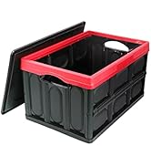 GUOZI 30 Liter Collapsible Storage Bin with Lid, Durable Plastic Folding Storage Crate, Stackable...