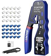 XUNTOP RJ45 Crimp Tool Kit for Cat5 Cat5e Cat6 Cat6a Ethernet Crimping Tool Kit for RJ45 Pass Thr...