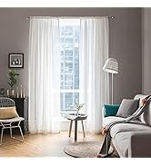 MIULEE 2 Panels Solid Color White Sheer Window Curtains Elegant Window Voile Panels/Drapes/Treatm...