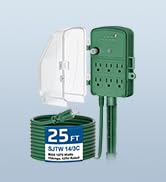 DEWENWILS Outdoor Power Stake Timer, Waterproof Dusk to Dawn Timer | 25FT Extension Cord, 6 Groun...