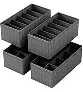 FAMALAHEE 4 PACK Sock Underwear Drawer Organizer Dividers, Collapsible Cabinet Closet Storage Box...