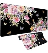 Vimorco Desk Mat Mouse Pad Butterfly Flower, Pink Floral XXL Extended Large Gaming Desk Pad Mouse...