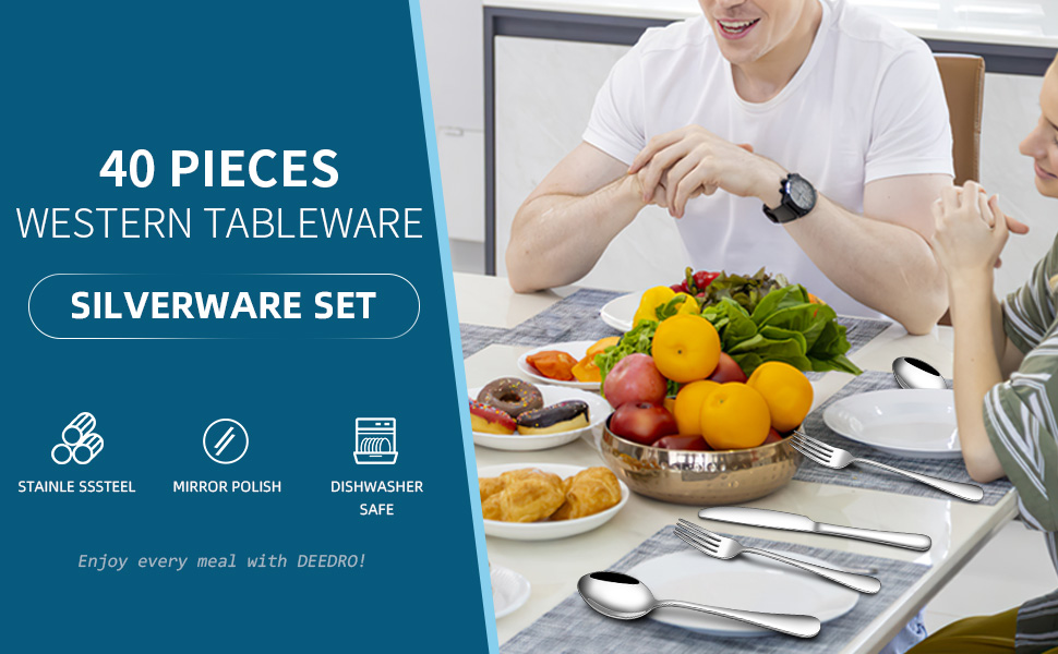 40 Piece Elegant Silverware Set