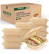 Clamshell Take Out Food Containers, 50 Pack-8"x6" 22oz Plant-based Disposable To Go Containers D...