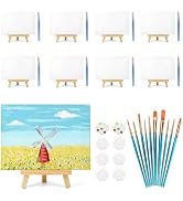 8 Pack 8x10 in Canvas Boards for Painting,Canvas for Painting with 9.5" Easel, Art Canvas Paintin...