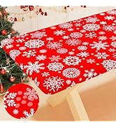 Smiry Red Snowflake Picnic Tablecloth, Waterproof Elastic Fitted Table Covers for 6 Foot Tables, ...