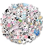 Aowplc 50 Pcs Cow Stickers Pack, Vinyl Waterproof Cute Cartoon Animal Sticker for Kids