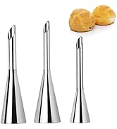 Victhur Large Cream Icing Piping Nozzle Tips 3 Pieces Professional Stainless Steel Puff Nozzle fo...