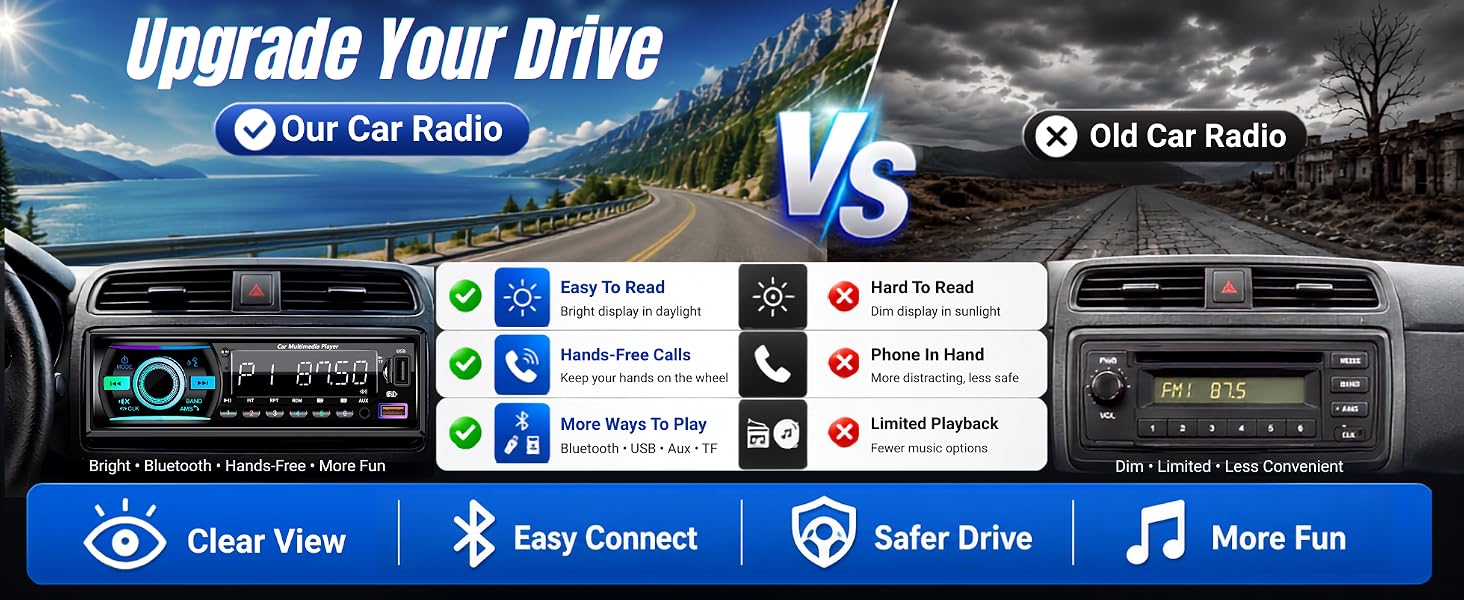 single din car stereo with bluetooth