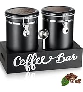 Yangbaga 2 x 66 OZ Coffee Canisters with Handle Shelf, 304 Stainless Steel Coffee Station Contain...