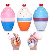 Anboor 3 Pcs Ice Cream Squishies Toy, Stretchy Ice Cream Stress Ball Toy, Squishys Food Stress Re...