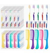 Disposable Toothbrushes with Toothpaste and Comb in Bulk, Individually Wrapped Soft Bristle Trave...