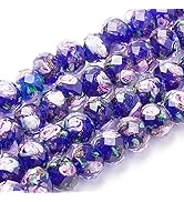 PH PandaHall 60pcs 8~10mm Gold Sand Lampwork Beads Glass Handmade Round Loose Beads for Rosary Ma...