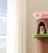 MUTTROS Forest Cat Tree Tower with 4 Condos, 68.5" Tall Cat Tower with Flower Top Bed & Thick Scr...