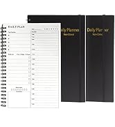 Daily Planner Undated 2 Pack, A5 To Do List Notebook with Hourly Schedules, Spiral Time Managemen...