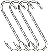 NACETURE 4 Pack S Meat Hooks for Butchering – 10mm 8 inch Premium Stainless Steel Butcher Hanging...