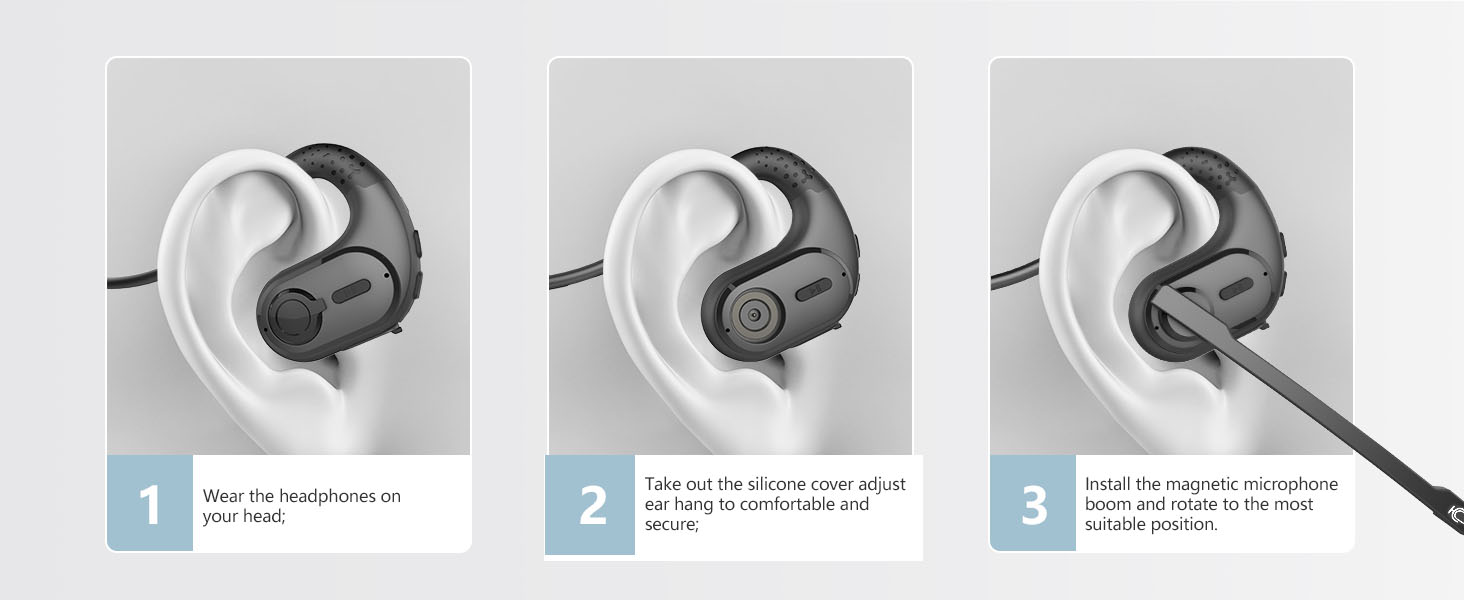 BANIGIPA Bluetooth Headset with Removable Microphone, Noise Cancelling Wireless Headset for Phones