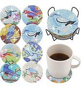 Eisdroma 8 Pcs Diamond Painting Coasters, Diamond Art Coasters Kits with Holder, DIY Diamond Dotz...