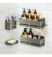YESENT Bathroom Storage Rack (5-piece set), wall-mounted shelf with soap dish and toothbrush hold...