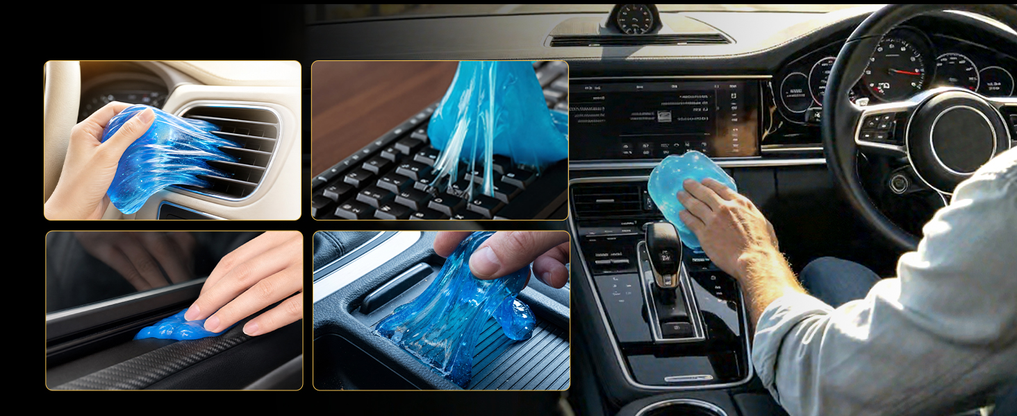 Cleaning gel handles air vents, keyboards, door trims, and cup holders—true all-in-one car stuff