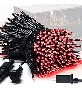 JMEXSUSS 250 LED Red String Lights with 8 Modes, 91.5ft Expandable Red Halloween Lights Outdoor W...