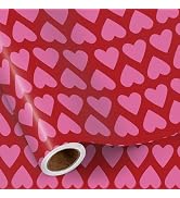 RUSPEPA Valentine's Day Wrapping Paper Roll, Mini Roll, Pink Heart Stripe Design, Red Gift Wrap f...