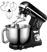 Stand Mixer Fohere, with Double Dough Hook, Wire Whip & Beater, 6+ P Speed Tilt-Head Food Mixer, ...