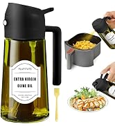 PLAPITATE 16oz Oil Sprayer for Cooking, Light-Blocking Oil Dispenser for Kitchen, Dark Green Glas...
