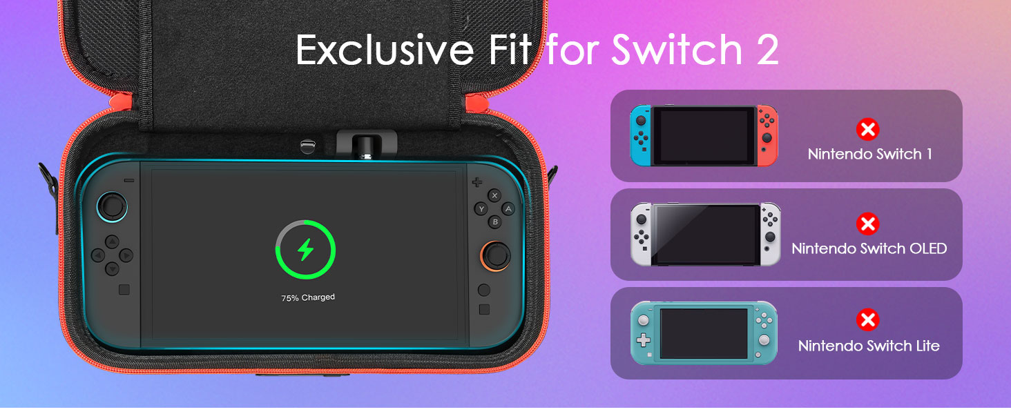 Nintendo switch 2 charging travel case carrying battery charger wireless cordless bag
