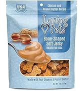 Loving Pets - Soft Chew Jerky (Bone-Shaped, Chicken & Peanut Butter Recipe) USA Made Dog Treats