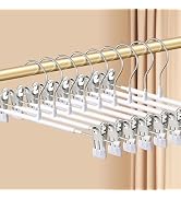 HWAJAN Pants Hangers with Clips 20 Pack Adjustable Skirt Hangers for Women Non-Slip Trousers Hang...