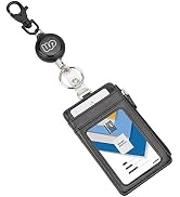 Wisdompro Badge Holder with Zipper, PU Leather ID Badge Holder with 1 Clear ID Window, 4 Card Slo...