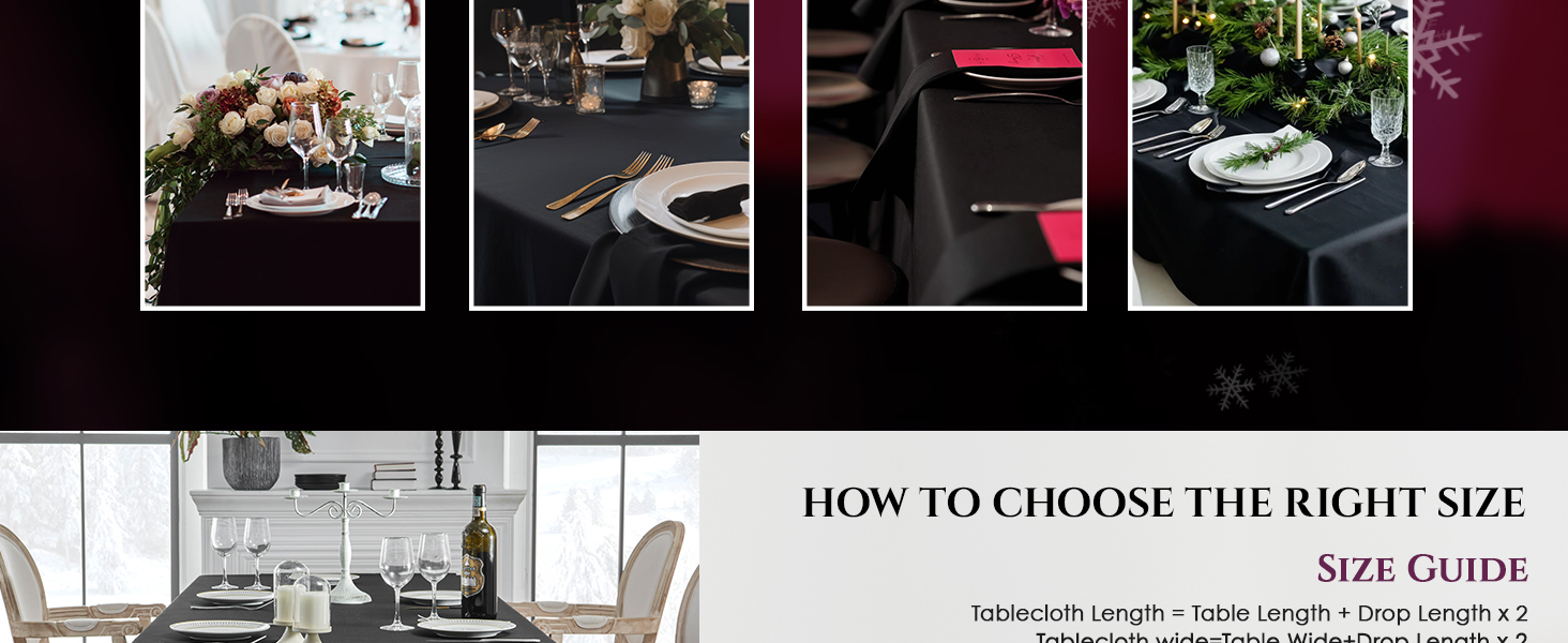 VidaFete rectangle tablecloth black tablecloth